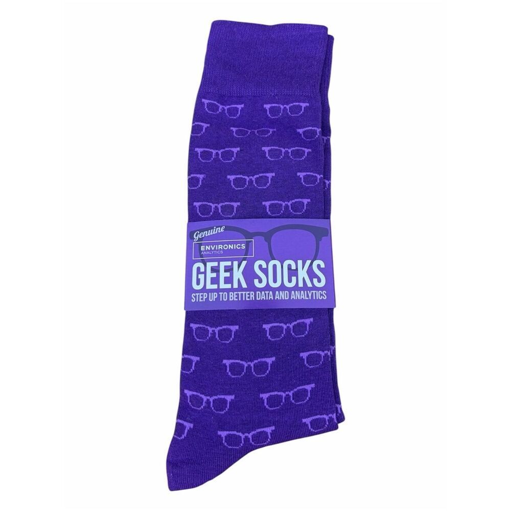 Environics Analytics Purple Geek Glasses Men's Dress Socks NWT Wedding Prom